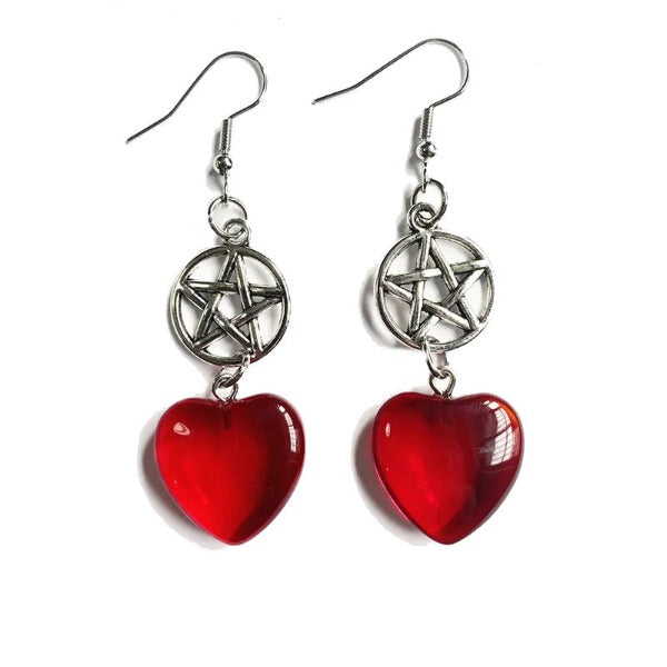 Heart Pentagram Earrings