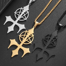 Load image into Gallery viewer, Pentagram Inverted Cross Necklace