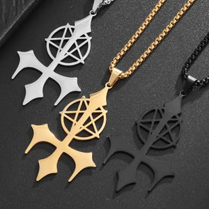 Pentagram Inverted Cross Necklace