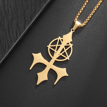 Load image into Gallery viewer, Pentagram Inverted Cross Necklace